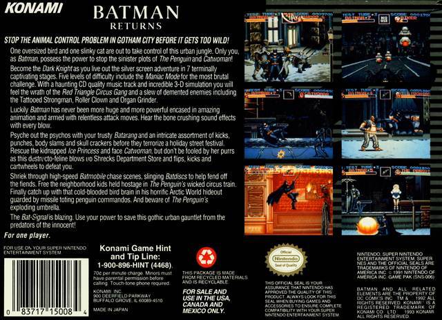 Batman Returns - (SNES) Super Nintendo [Pre-Owned] Video Games Konami   