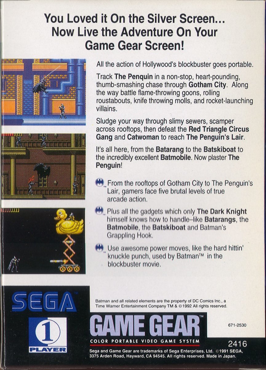 Batman Returns - (SGG) SEGA GameGear [Pre-Owned] Video Games Sega   
