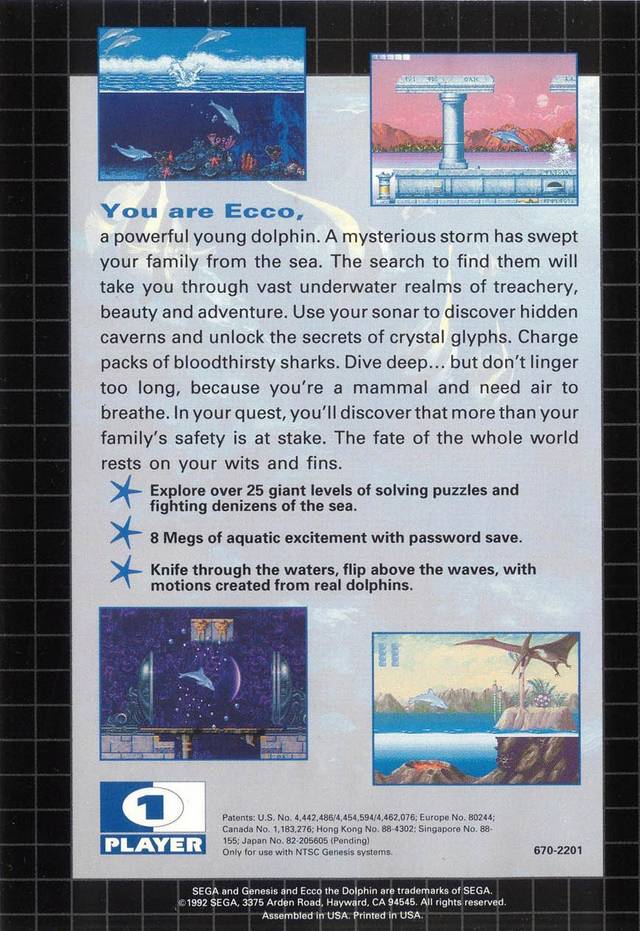 Ecco the Dolphin - SEGA Genesis [Pre-Owned] Video Games Sega   