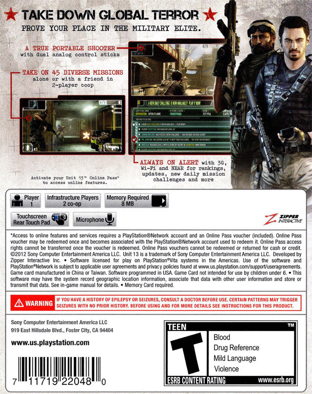 Unit 13 - (PSV) PlayStation Vita [Pre-Owned] Video Games SCEA   