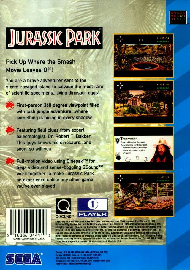 Jurassic Park - SEGA CD [Pre-Owned] Video Games Sega   