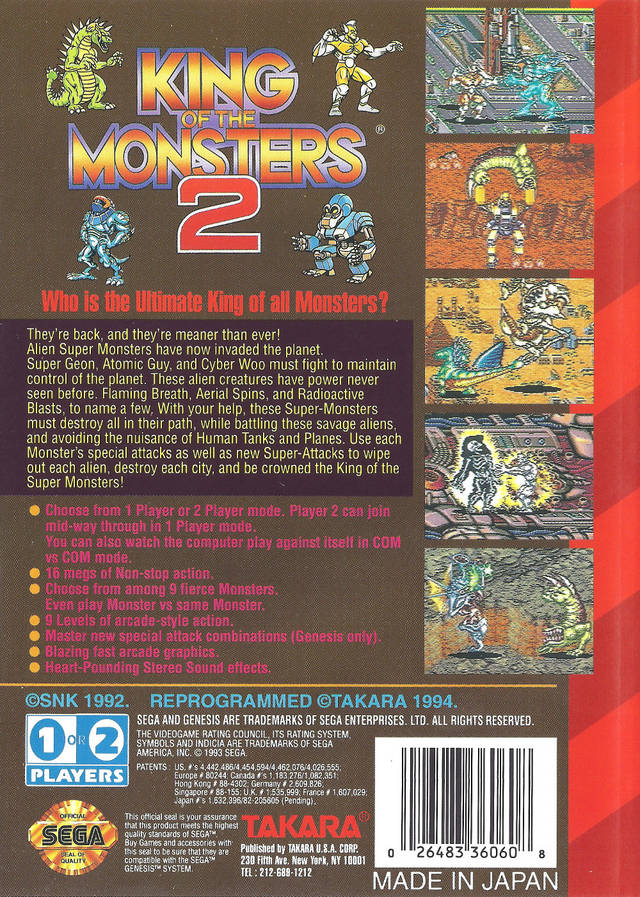 King of the Monsters 2 - (SG) SEGA Genesis [Pre-Owned] Video Games Takara   