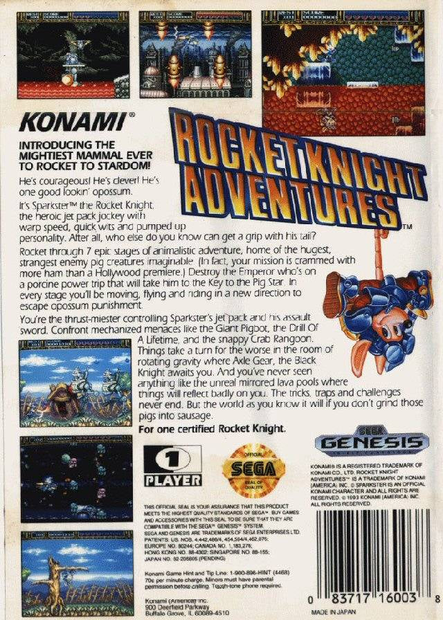 Rocket Knight Adventures - (SG) SEGA Genesis [Pre-Owned] Video Games Konami   
