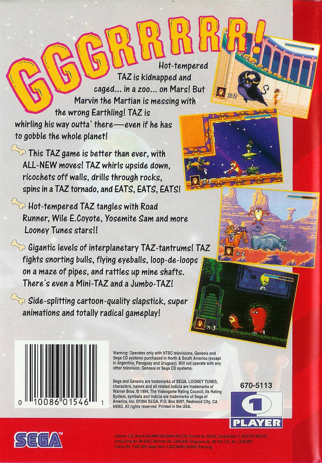 送料無料 北米版 海外版メガドライブ Taz in Escape from Mars