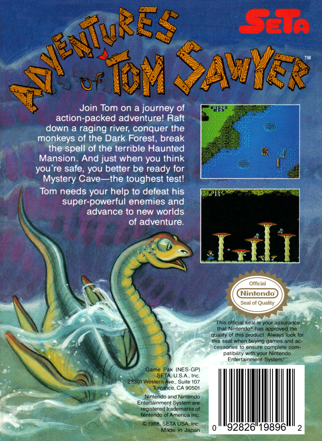 Seta Nes Adventures of Tom Sawyer - (NES) Nintendo Entertainment System [Pre-Ow ...