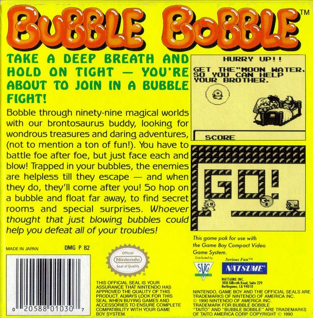 Bubble Bobble - (GB) Game Boy [Pre-Owned] Video Games Taito Corporation   