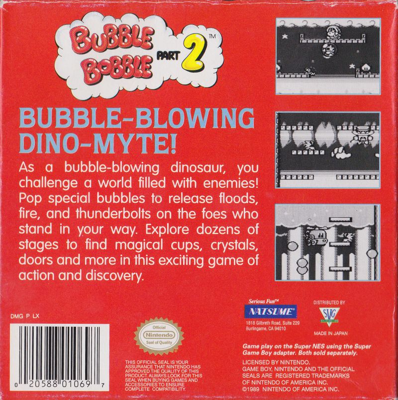 Bubble Bobble Game Boy - Prix - Photo - Présentation - Full Set Bubble Bobble Game Boy - Prix - Photo - Présentation - Full Set