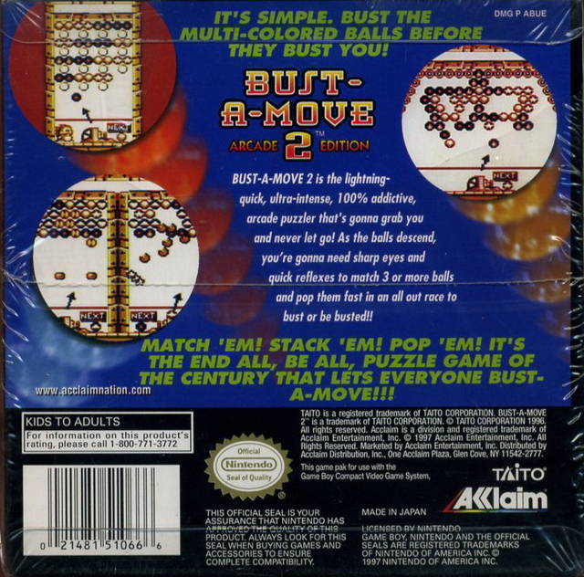 Bust-A-Move 2 Arcade Edition - (GB) Game Boy [Pre-Owned] Video Games Acclaim   