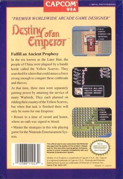 Destiny of an Emperor - (NES) Nintendo Entertainment System [Pre-Owned] Video Games Capcom   