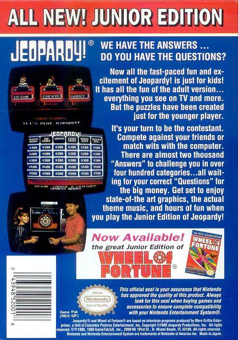 Jeopardy! Junior Edition - (NES) Nintendo Entertainment System [Pre-Owned] Video Games GameTek   