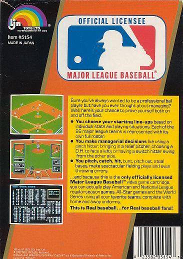Major League Baseball - (NES) Nintendo Entertainment System [Pre-Owned] Video Games LJN Ltd.   
