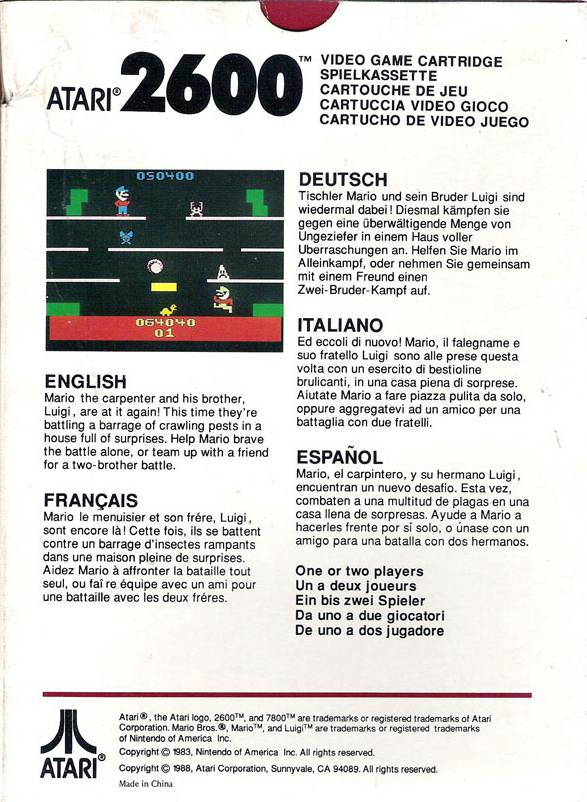 Mario Bros. - Atari 2600 [Pre-Owned] Video Games Atari Inc.   