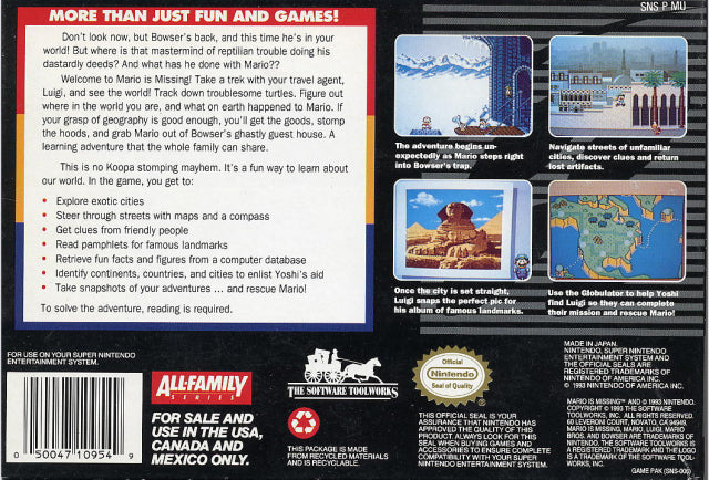Mario Is Missing! - (SNES) Super Nintendo [Pre-Owned] Video Games Software Toolworks   