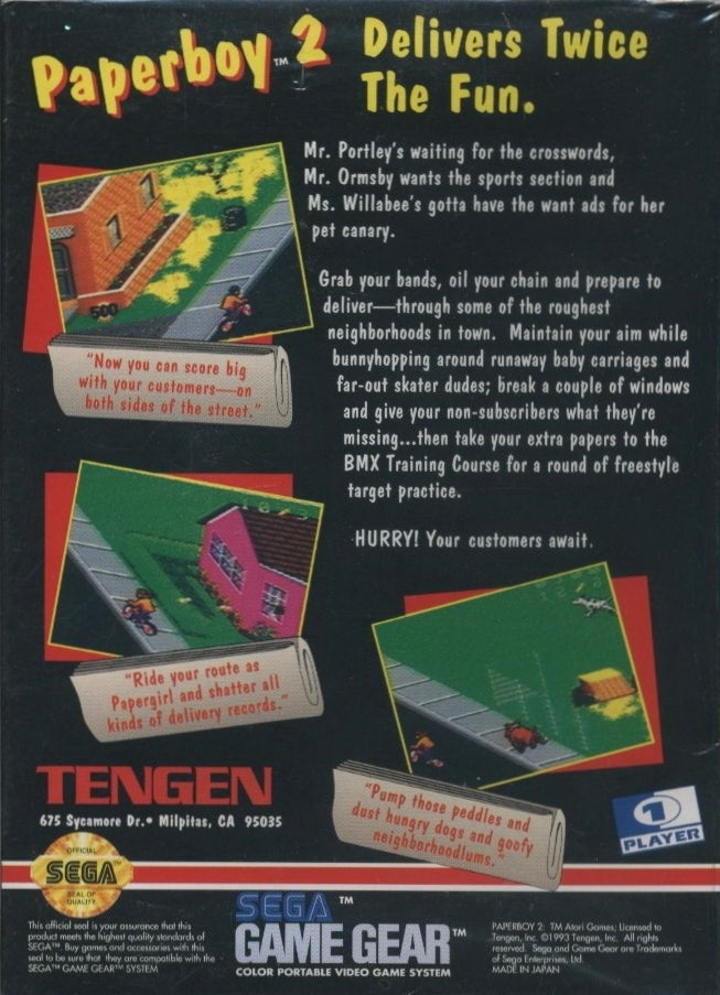 Paperboy 2 - SEGA GameGear [Pre-Owned] Video Games Tengen   
