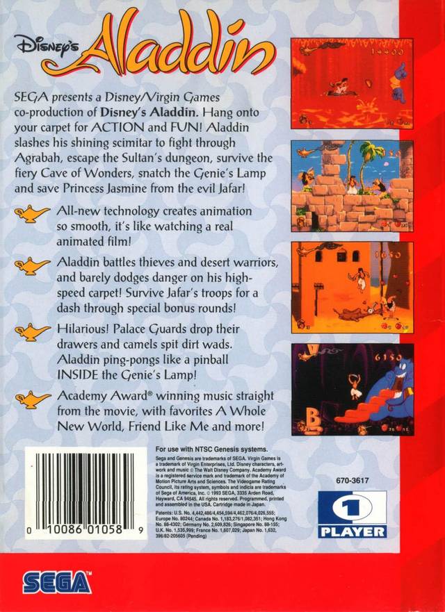 Disney's Aladdin - (SG) SEGA Genesis [Pre-Owned] Video Games Sega   