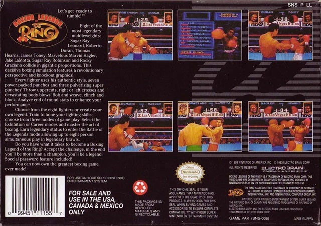 Boxing Legends of the Ring - (SNES) Super Nintendo [Pre-Owned] Video Games Electro Brain   