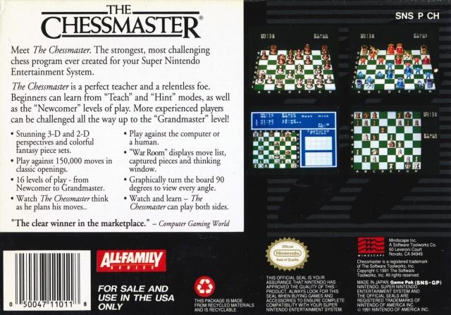 The Chessmaster - (SNES) Super Nintendo [Pre-Owned] Video Games Mindscape   