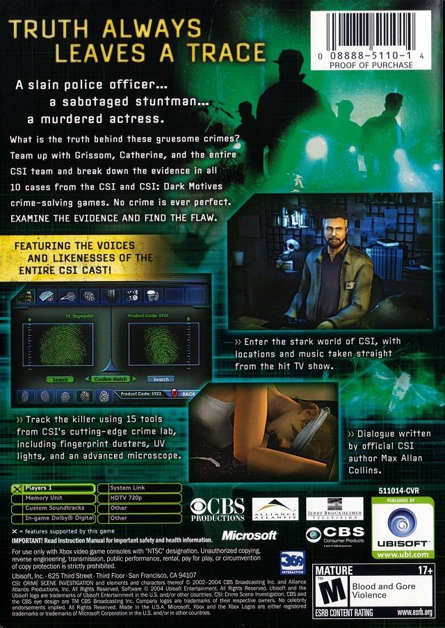 CSI: Crime Scene Investigation - (XB) XBox [Pre-Owned] Video Games Ubisoft   