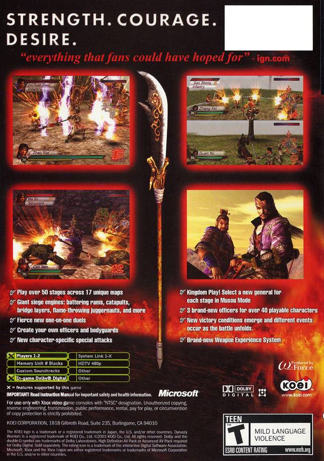 Dynasty Warriors 4 - (XB) Xbox [Pre-Owned] Video Games Koei   