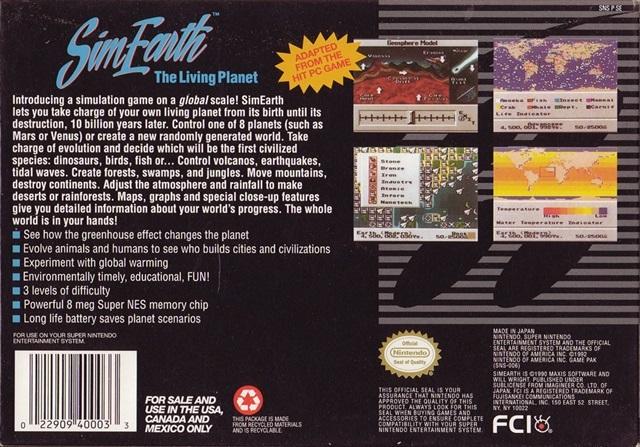 SimEarth: The Living Planet - (SNES) Super Nintendo [Pre-Owned] Video Games FCI, Inc.   