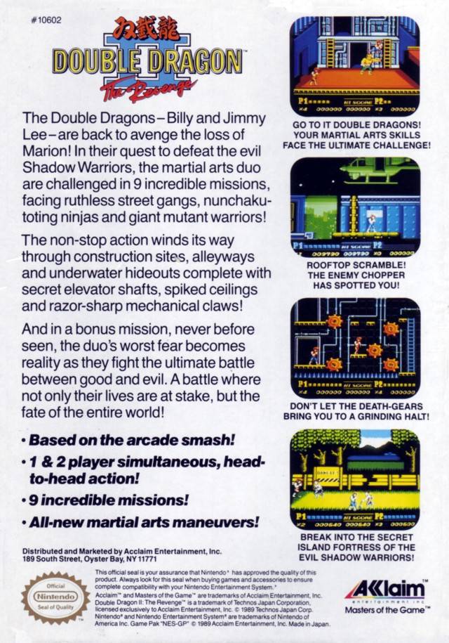 Double Dragon II: The Revenge - (NES) Nintendo Entertainment System [Pre-Owned] Video Games Acclaim   