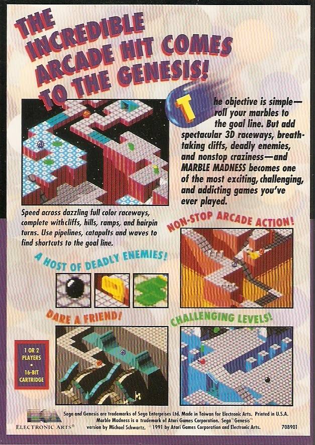 Marble Madness - (SG) SEGA Genesis [Pre-Owned] Video Games Electronic Arts   