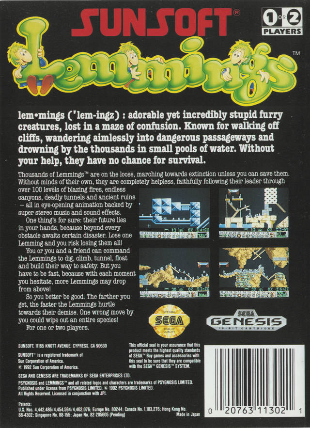 Lemmings - (SG) SEGA Genesis [Pre-Owned] Video Games SunSoft   