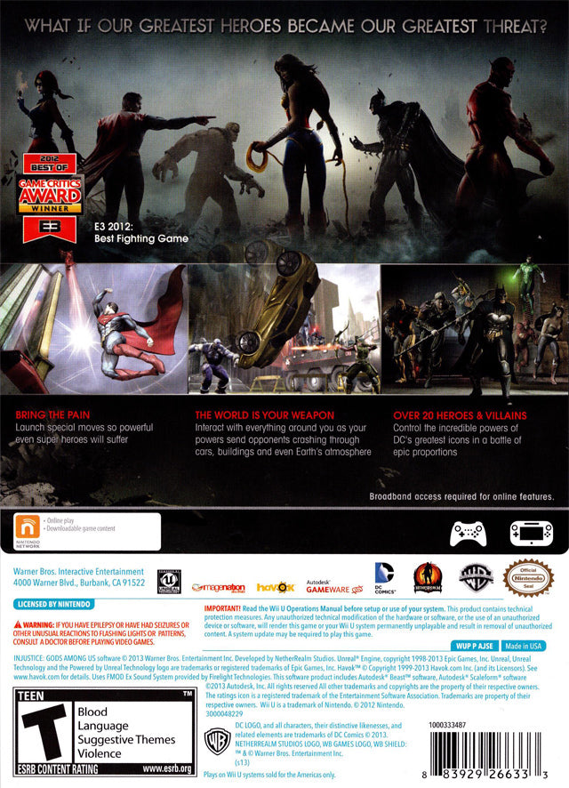 Injustice: Gods Among Us - Nintendo Wii U Video Games WB Games   
