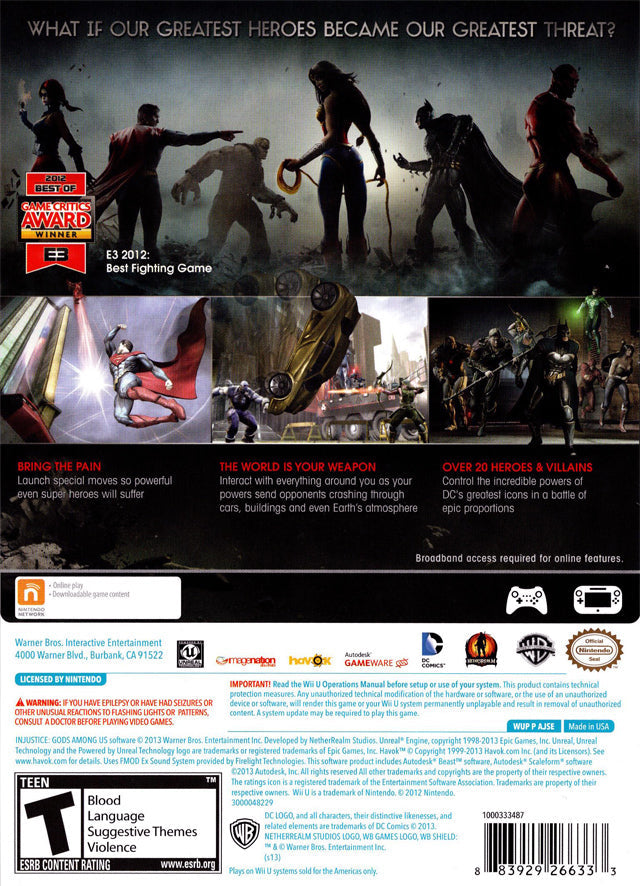 Injustice: Gods Among Us - Nintendo Wii U [Pre-Owned] Video Games WB Games   