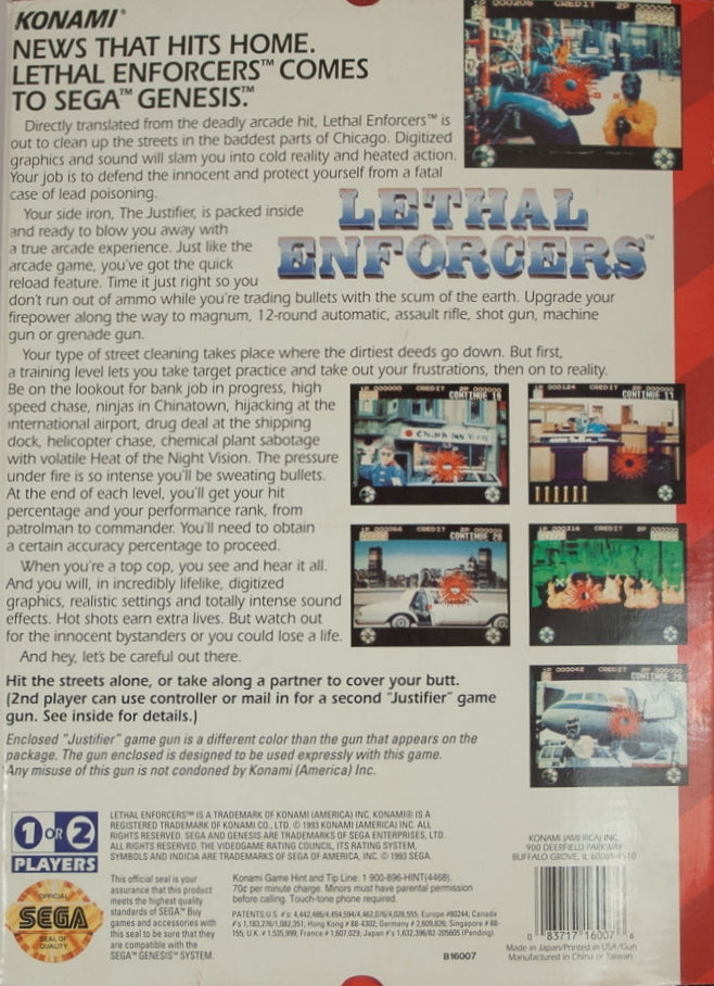 Lethal Enforcers - (SG) SEGA Genesis [Pre-Owned] Video Games Konami   
