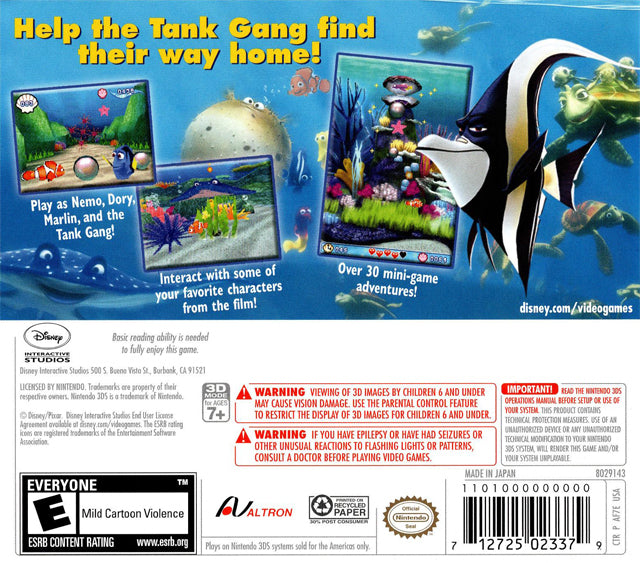 Disney/Pixar Finding Nemo: Escape to the Big Blue (Special Edition) - Nintendo 3DS Video Games Disney Interactive Studios   