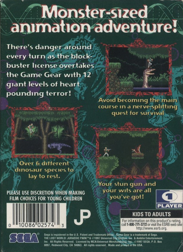 The Lost World: Jurassic Park - SEGA GameGear [Pre-Owned] Video Games Sega   