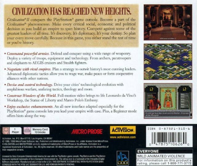 Civilization II - (PS1) PlayStation 1 Video Games Activision   