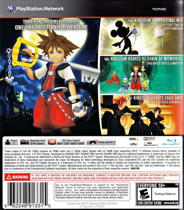 Kingdom Hearts HD 1.5 ReMIX - (PS3) PlayStation 3 [Pre-Owned] Video Games Square Enix   