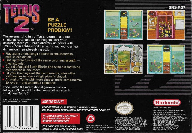Tetris 2 - (SNES) Super Nintendo [Pre-Owned] Video Games Nintendo   