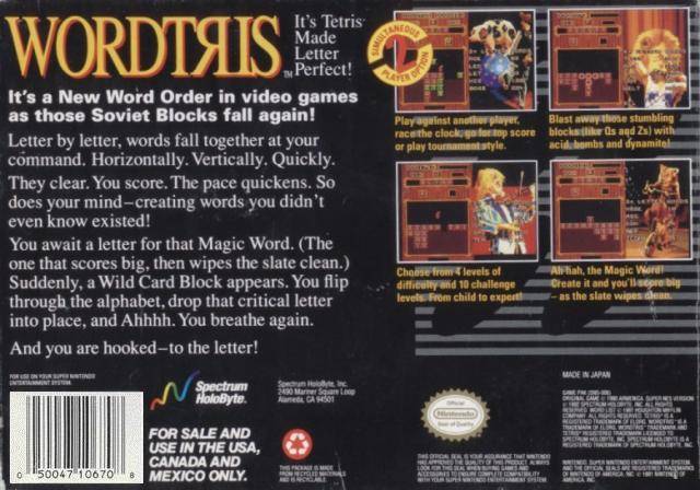 Wordtris - (SNES) Super Nintendo [Pre-Owned] Video Games Spectrum Holobyte   