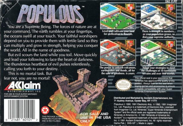 Populous - (SNES) Super Nintendo [Pre-Owned] Video Games Acclaim   