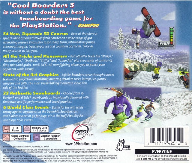 Cool Boarders 3 (Greatest Hits) - (PS1) PlayStation 1 [Pre