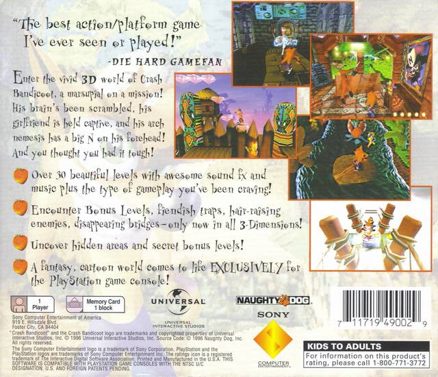 Crash Bandicoot (Greatest Hits) - (PS1) PlayStation 1 [Pre-Owned] Video Games SCEA   