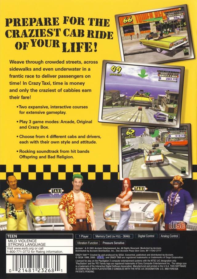 Crazy Taxi - (PS2) PlayStation 2 [Pre-Owned] Video Games Acclaim   