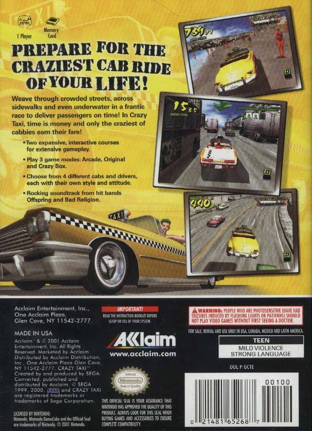 Crazy Taxi - (GC) Nintendo GameCube [Pre-Owned] | J&L Game