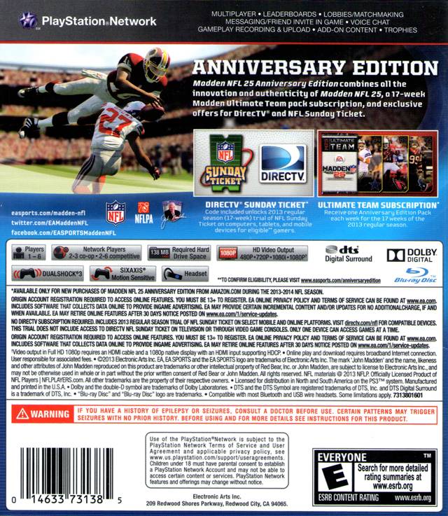 Madden NFL 25 (Anniversary Edition) - (PS3) PlayStation 3 [Pre-Owned] Video Games Electronic Arts   