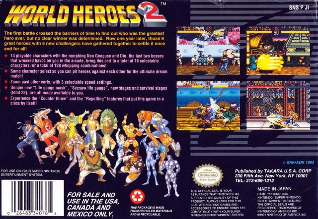 World Heroes 2 - (SNES) Super Nintendo [Pre-Owned] Video Games Takara   