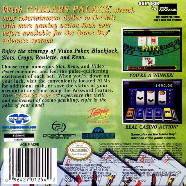 Caesars Palace Advance: Millenium Gold Edition - (GBA) Game Boy Advance [Pre-Owned] Video Games Majesco   