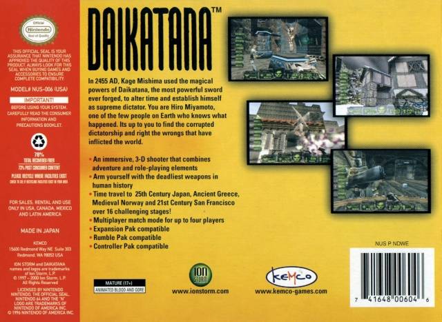 Daikatana - (N64) Nintendo 64 [Pre-Owned] Video Games Kemco   