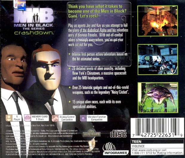 Men in Black - The Series: Crashdown - (PS1) PlayStation 1 [Pre-Owned] Video Games Infogrames   