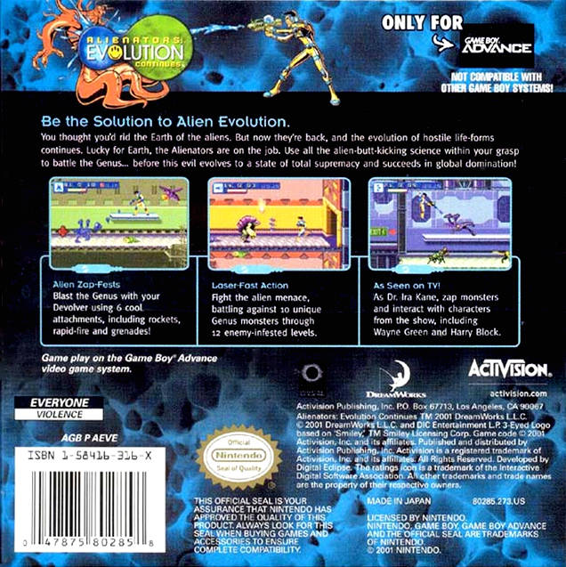 Alienators: Evolution Continues - (GBA) Game Boy Advance Video Games Activision   