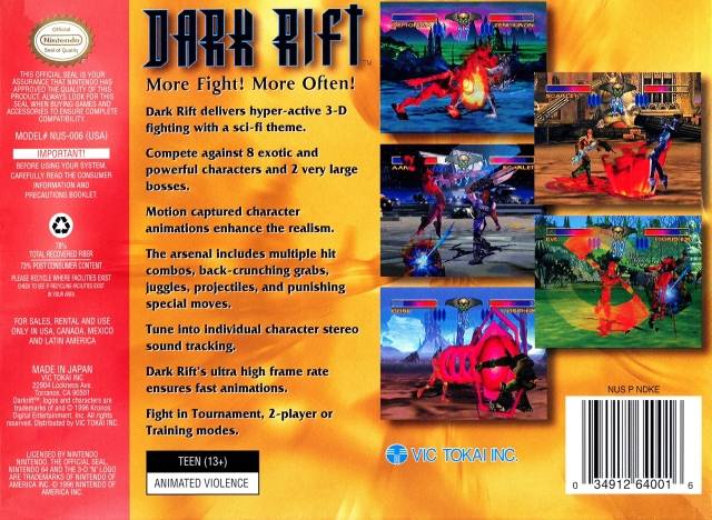 Dark Rift - (N64) Nintendo 64 [Pre-Owned] Video Games Vic Tokai   
