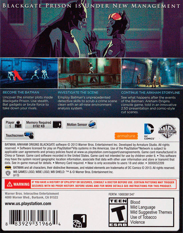 Batman: Arkham Origins Blackgate - (PSV) PlayStation Vita Video Games Warner Bros. Interactive Entertainment   