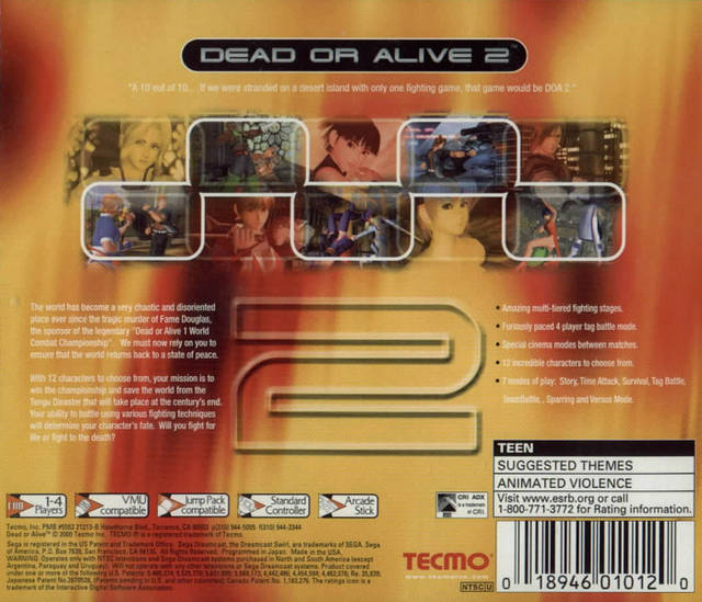Dead or Alive 2 - (DC) SEGA Dreamcast [Pre-Owned] Video Games Tecmo   